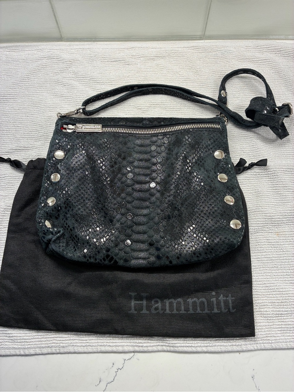 RARE limited edition 
Black Snake-Embossed Leather
